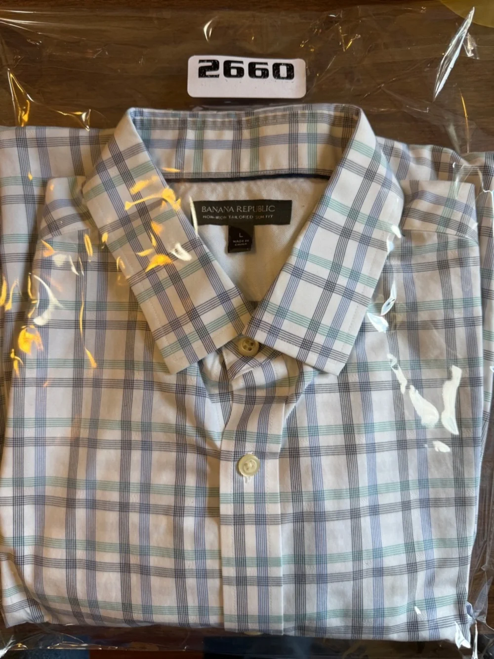 Banana Republic Men's Checkered Shirt - Blue, White,‎ and Gray
